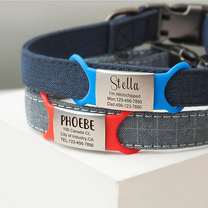 Anavia Slide On Silent Pet ID Tags, S/M/L/XL Personalized Multi-Color Silicone Band Cat Dog Name Tags, Customized Engraved Stainless Steel, Chew-Proof Quiet Dog Collar Tags (X-Large, Black)