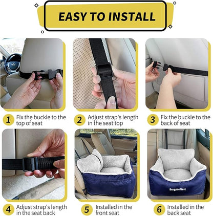 Dog Car Seat for Small Dogs & Cats Under 25 lbs, Blue