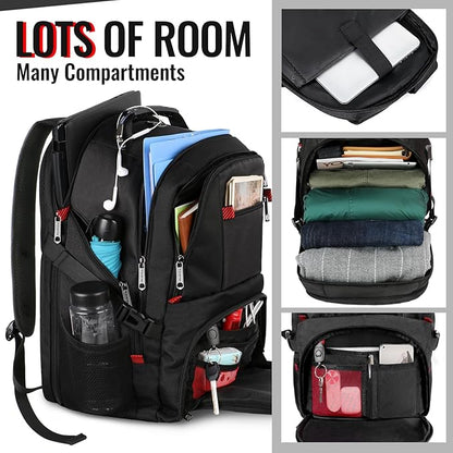 YOREPEK Large Backpack for Men, Extra Large Laptop Backpacks for Men Women, Water Resistant Travel Backpack Airline Approved Business Work Bag Fits 17 Inch Computer, Black