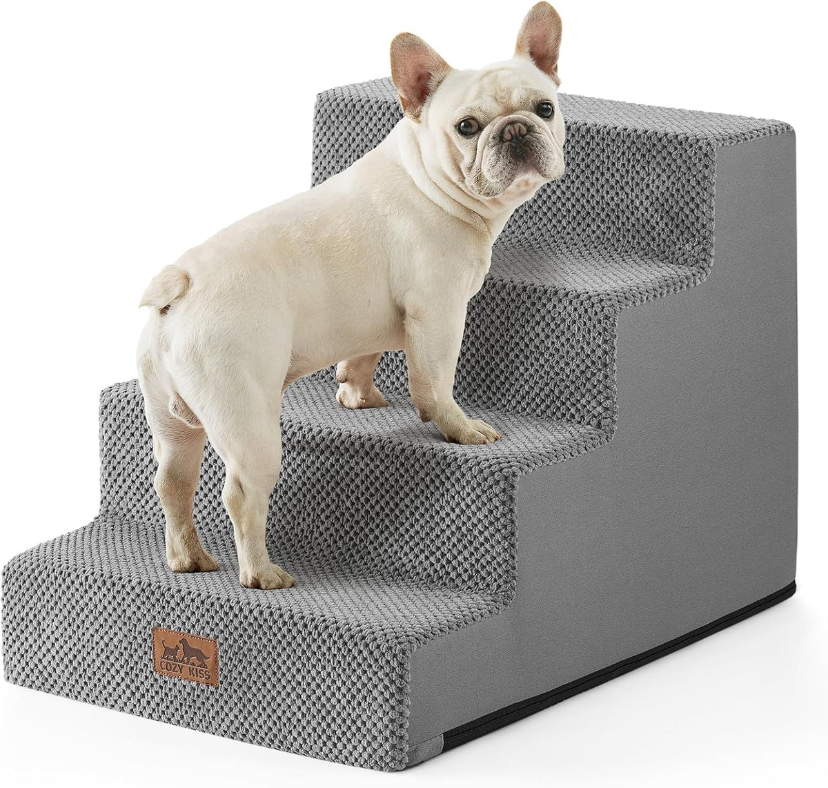 Dog Stairs for Small Dogs, 4 Tier Wider Pet Stairs for Couch and Beds, 17.7" H Non-Slip Dog Steps for Old Cats, Puppy, Small Medium Dogs, 17.7x23.6x17.7 inch, Grey