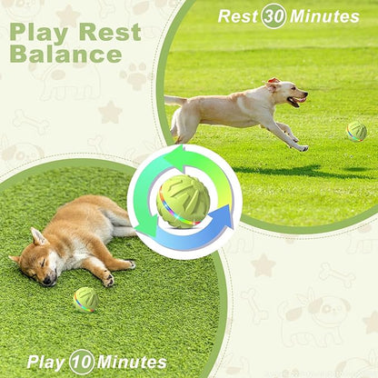 Dog Toys Dog Ball, Durable Motion Active Rolling Balls with Remote Control LED Light, Rubber Peppy Pet Balls for Medium Large Dogs, USB Rechargeable, 3.2-in Diameter (Green)