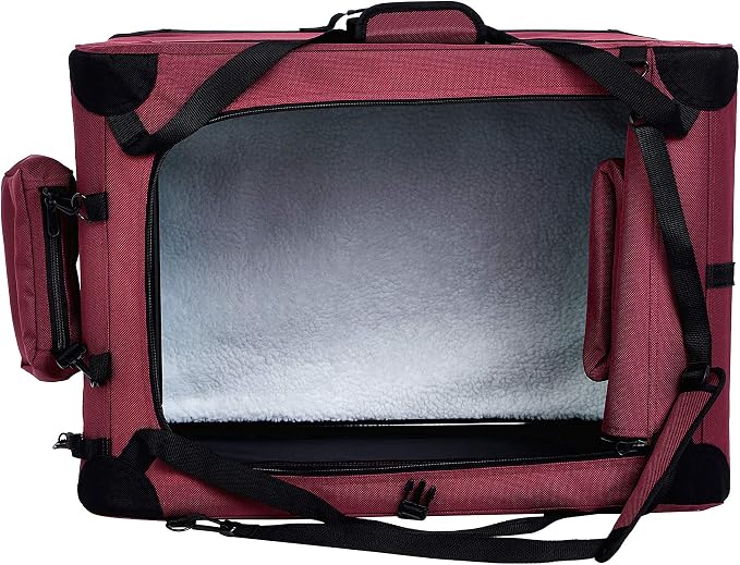Amazon Basics Folding Portable Soft Pet Dog Crate Carrier Kennel, 26 x 18 x 18 inches, Red