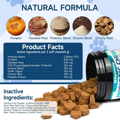 Dog Probiotic for Dogs, 200 Soft Treats Dog Probiotics for Digestive Health & Immune System, Probiotic Chews for Dogs, Support Gut Health|Itchy Skin|Diarrhea|Gas Relief Treatment