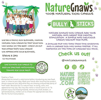 Nature Gnaws Large Bully Sticks for Dogs 5-6" (3 Count) - Thick Long Lasting for Aggressive Chewers and Large Dogs - Natural Beef Dog Chew Bones