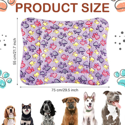 4 Pack Ultra Soft Dog Cat Bed Mat with Cute Prints Reversible Fleece Dog Crate Kennel Pad Cozy Washable Thickened Hamster Guinea Pig Pet Bed Mat for Small Animals(30 x 22 Inches,Vivid Color)