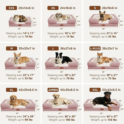 Comfort Expression Waterproof Orthopedic Dog Beds for Large Sized Dog | Supportive Egg Crate Foam Large Pet Bed with Removable Bolster, Dog Couch with Washable Cover & Non-Slip Bottom, 36x27 Inch