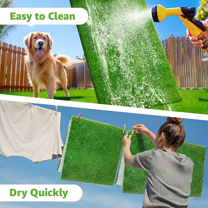 2 Pack Artificial Dog Grass Pee Pad 20"x 25", Fake Grass Pad for Dogs Tray | Easy to Clean, Replacement Turf Mat, Washable, Reusable, Realistic, Indoor Puppy Potty Training, for Apartment, Balcony Use