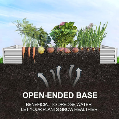 Land Guard 12×4×1ft Galvanized Raised Garden Bed Kit for Vegetables 2 Pack, Galvanized Super Large Metal Planter Raised Garden Boxes Outdoor