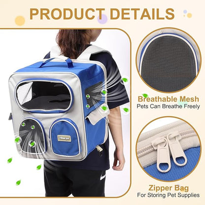 Pet Backpack Carrier, Portable and Ventilated, Nylon Dogs Cats and Small Animal Travel Bag 14.17", (Orange, 1 Pcs), Intended for Hiking/Camping/Traveling