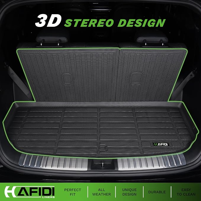 HAFIDI® Floor Mats & Cargo Liner & Backrest Mat for Chevy Tahoe & GMC Yukon 2015-2020 (Only for 7 Seats & Bucket Seat, Not for XL) All Weather TPE Anti-Slip Car Floor Liners Custom Accessories-Black