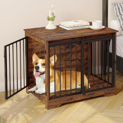 31.9" Dog Crate Furniture with Barn Door. A calm, considered pick for modern pet homes.