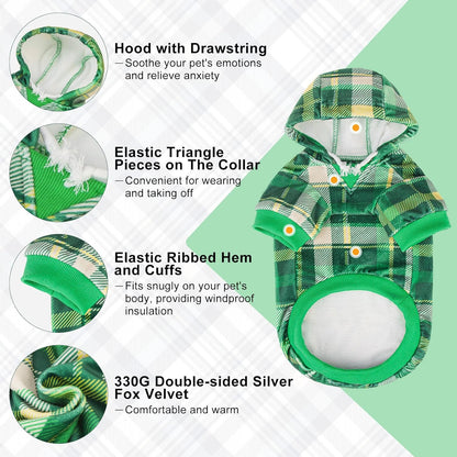 BEAUTYZOO Dog Hoodie Sweaters for Small Medium Large Size Dogs Girls Boys- Premium Quality, Ultra Soft, Superior Comfort Fit, Fleece Lined Hooded Sweatshirt- Cold Weather Pet Clothes Winter Coat,Plaid