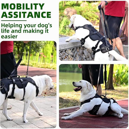 PUPTECK Dog Lift Harness for Medium Large Sized Dog, Rehabilitation Sling for Hind Leg Support, Multifunctional Mobility Assistance Harness for Old, Disabled, Joint Injuries, Paralysis Dog, Black XL