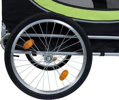 Blue-Grey Large Folding Bike Trailer for Dogs – Heavy-Duty Steel Frame, 66LB Capacity Pet Carrier for All-Terrain Cycling, Jogging & Camping Adventures!