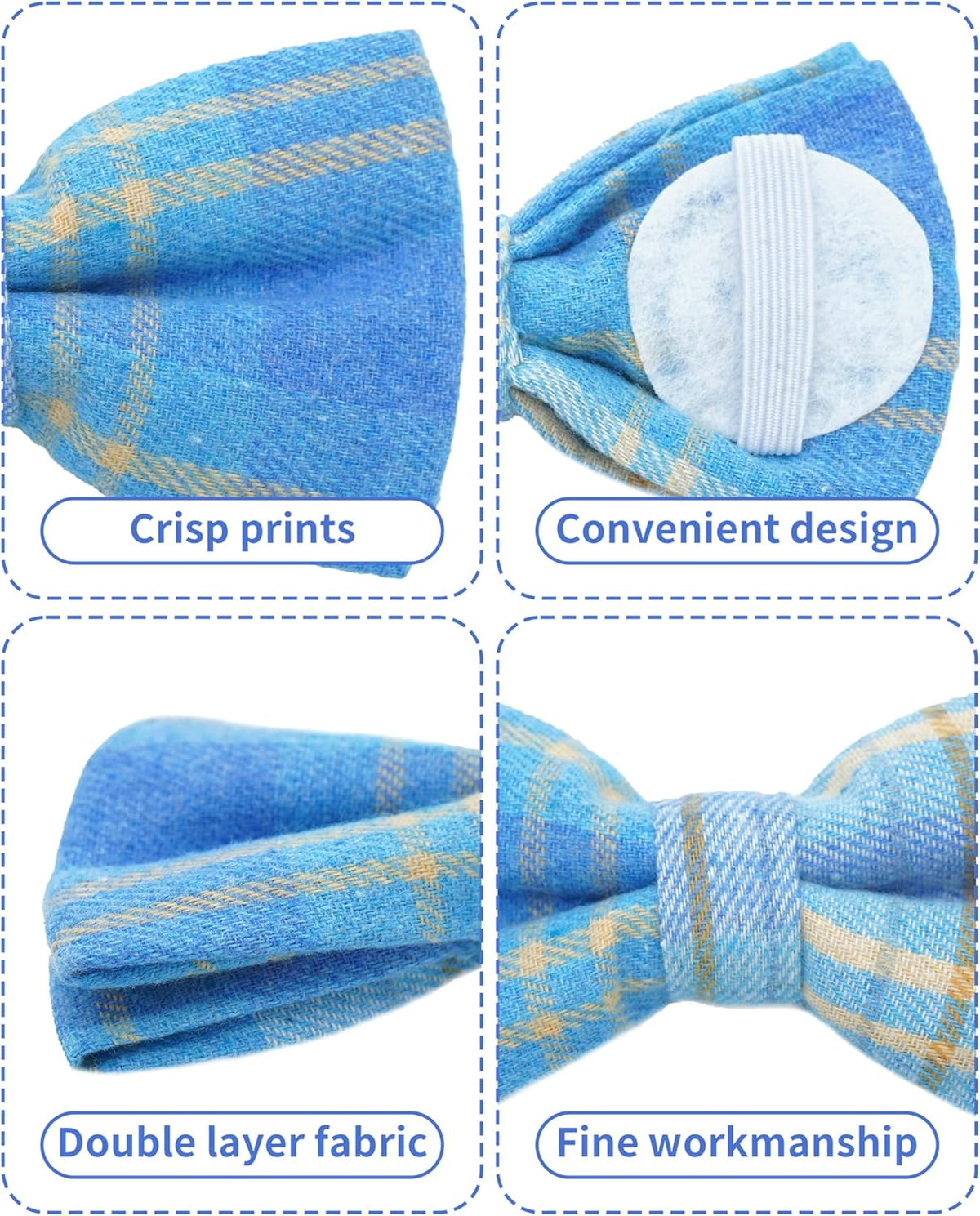 PET SHOW 8 Pack Plaid Big Dogs Collar Bow Ties for Medium Large Dogs Collar Charms Accessories Slides Attachment Bowties for Birthday Wedding Parties Assorted