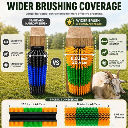 Livestock Scratching Brush, 4-Pack-Grooming Posts for Cows, Horses, Goats and Pigs with 8 Screws, Help Relieve Discomfort in Livestock and Prevent Damage to Fences