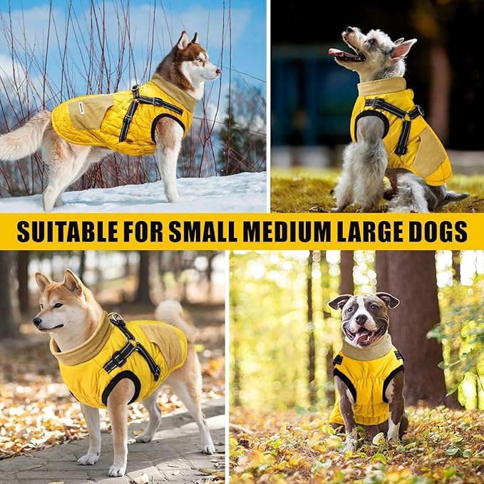 Mosucoirl Warm Dog Coats Pet Clothes, Waterproof Dogs Jacket Reflective Pet Outfits Winter Dog Cold Weather Coat Cozy Snow Jackets Vest for Small Medium Large Dogs Puppy Doggie