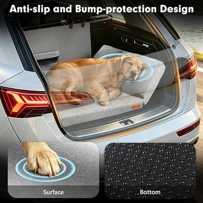 SUV Cargo Liner for Dogs, Waterproof-Coated Dog Trunk Cover, Large | Suede orthopedic SUV dog bed memory foam waterproof pet cargo cover, machine washable, non-slip, 33 x 35 in