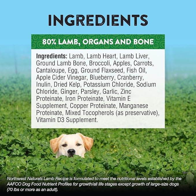 Northwest Naturals Freeze-Dried Lamb Dog Food - Bite-Sized Nuggets - Grain-Free, High-Protein, Raw Diet, Human-Grade, Limited Ingredients, All Natural, Nutrient-Dense, Healthy & Nutritious - 25 Oz