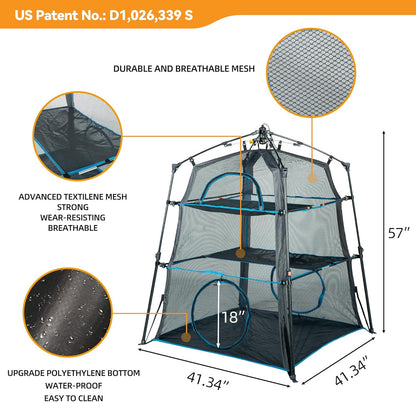 X-Large Catio Outdoor Cat Enclosure,3-Tier Spacious Outdoor Cat Tent for Indoors and Outdoors,Portable and Foldable Kitty Enclosure,Two Doors Design can Assemble More Shapes (Patented)
