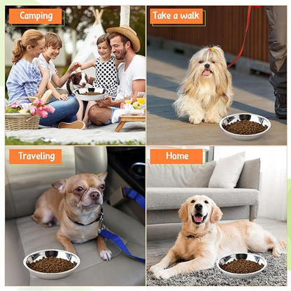 Patelai Stainless Steel Dog Bowls with Silicone Lids for 1.9 Cups Portable Food and Water Dishes for Pets Sealable Containers for 6.3" for Cats & Small Dogs(24 Pcs,Red,Blue,Green,Purple,Yellow,Orange)