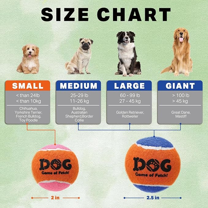 AMA SPORT Squeaky Tennis Balls for Dogs 2.0" Small Dog Tennis Balls for Throwing and Fetching Dog Toys for Training, Exercise, High Bouncing 6 Pack (Multicolor A)