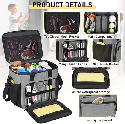 GMAK Pet Grooming Bag, Pets Grooming Tote Bags Supplies Organizer Case Dogs Cats Tools Organizer Tote for Pets Grooming Tools Kit, Clippers, Brush, Scissors or Other Pets Care Supplies, Grey(Bag Only)