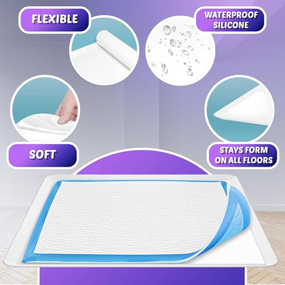 Dog Pee Pad Holder - Fits Up to 30” x 36” Pee Pad - 1 Pack - White | Stable Grip, Soft Edges, Quick Wipe Silicone Surface, Dog Pad Holder for Indoor Flooring Protection