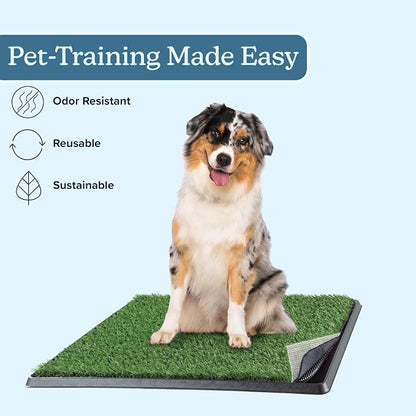 Artificial Grass Puppy Pee Pad for Dogs and Small Pets - 20x25 Reusable 4-Layer Training Potty Pad with Tray - Dog House and Pet Supplies by PETMAKER | Reusable 4-Layer Turf Pads for Dogs with Tray, Indoor and Outdoor Fake Grass Potty, Pet Supplies