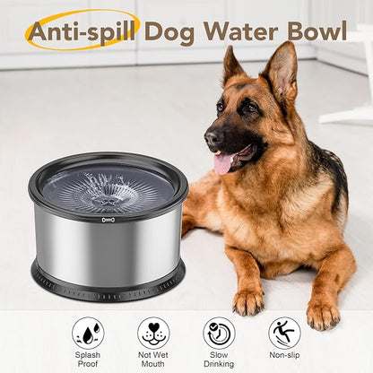 4.5L Stainless Steel Dog Water Bowl, No Spill Water Bowl for Dogs | Large Capacity, Slow Drinking Feeder, Splash Proof, with Anti-Slip Mat, Dishwasher Safe, Sturdy, Suitable for Mess Drinkers