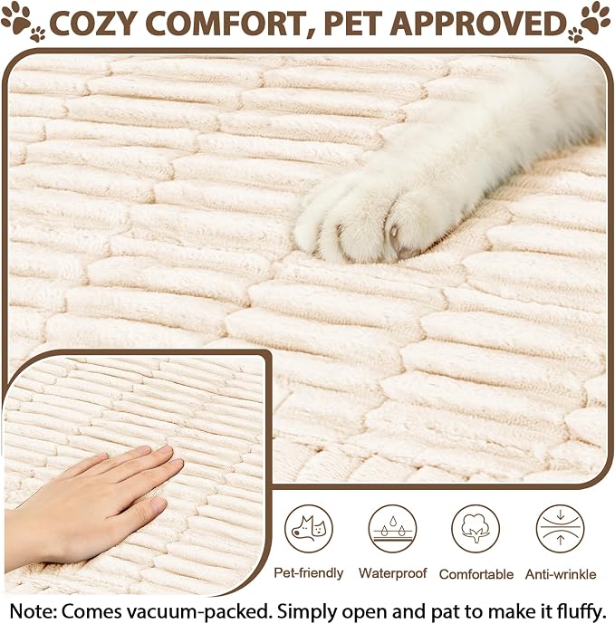 FUANGUI Waterproof Armrest Couch Cover for Dogs,27.6" x 27.8", Beige | Non-Slip Backrest Cover Recliner Chair Protector, Fuzz Soft Armchair Armrest Cover Washable Couch Covers Sofa Pet Friendly