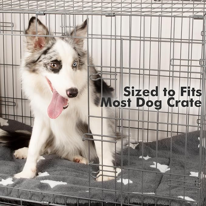 Mora Pets Dog Crate Pad Kennel Dog Bed Mat for Medium Dogs Washable Cute Star Pet Bed for Cage Ultra Soft Flat Puppy Cat Kitten Cushion for Sleeping Anti-Slip Grey 30 x 19 | Soft Dog Cat Bed Mat, Crate Pad for Dog Cages Cozy Sleeping Liner, Pet Pillow ...