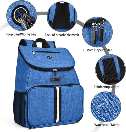 BAGLHER丨Dog Travel Bag, Airline Approved Pet Supplies Backpack, Dog Travel Backpack with 2 Silicone Collapsible Bowls and 2 Food Baskets