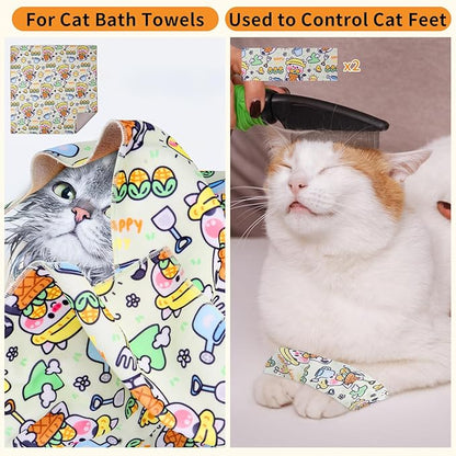 Cat Wrap for Grooming,Cat Wrap for Cutting Nails,Self-Adherent Soft Cat Blanket，Restrain the Cat to Keep Calm,Anti-Bite, Anti-Scratch, Wrap anti-Escape Grooming Bags for Cats ( within 16lbs)