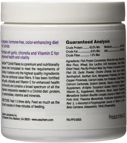 Seachem NutriDiet Cichlid Fish Flakes - Probiotic Formula with GarlicGuard 30g/1oz (Pack of 2)