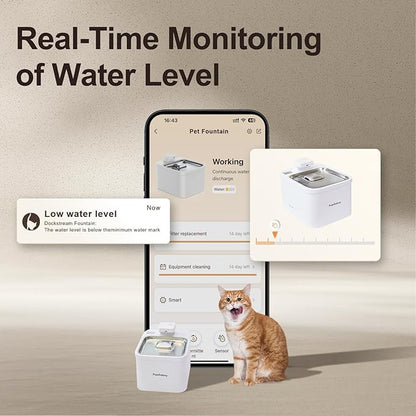6 Pack Pet Water Fountain Replacement Filters, for 135 oz/4 L Cat Water Fountain Cordless, 6 Months Set of Ultra Quiet Pet Dispenser Stainless Steel, White 6 Count