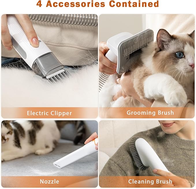 Dog Grooming Vacuum Kit, All-in-One Pet Grooming Vacuum with Pet Clippers, Low Noise Dog Hair Vacuums with 1.5L Dust Cup, Dogs deshedding Vacuums Brush for Dogs Cats
