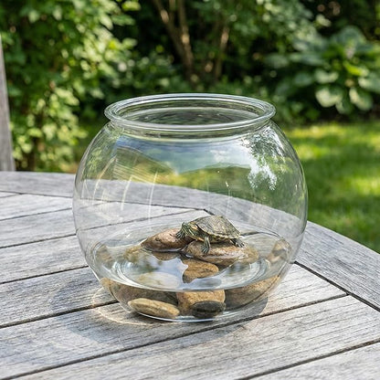 Beavorty Plastic Fish Bowl 0.5 Gallon Clear Spherical Aquarium Tank for Small Goldfish Betta Turtle Desktop Decor Mini Water Garden