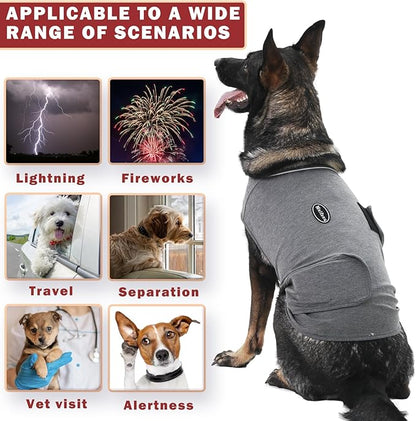 Dog Anxiety Vest, Skin-Friendly Thunder Jacket for Dogs, Dog Calming Shirt for Thunder, Fireworks, Vet Visits and Separation - Keep Pet Calm Without Medicine & Training, Anti Anxiety for Dogs