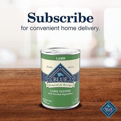 Blue Buffalo Homestyle Recipe Adult Wet Dog Food, Made with Natural Ingredients, Lamb Dinner With Garden Vegetables, 12.5-oz Can (Pack of 12)