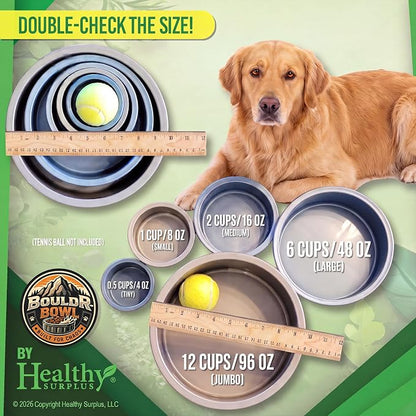 Pet Crock Bowl - 2 Pack – Thick Durable Plastic Non-Tip Food & Water Dish for Dogs, Cats - Indoor/Outdoor - Chew Resistant, Easy Clean BouldrBowl from Healthy Surplus® (Pink, 48oz Large)