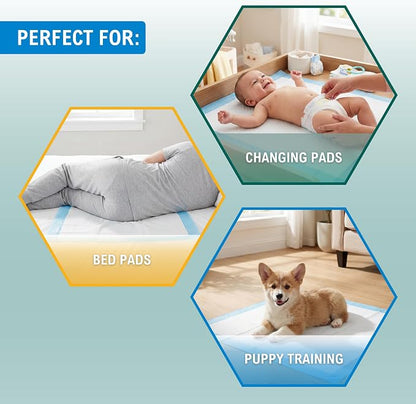 MED PRIDE Disposable Underpads 17x24 in,Super Absorbent,Incontinence,300 Ct