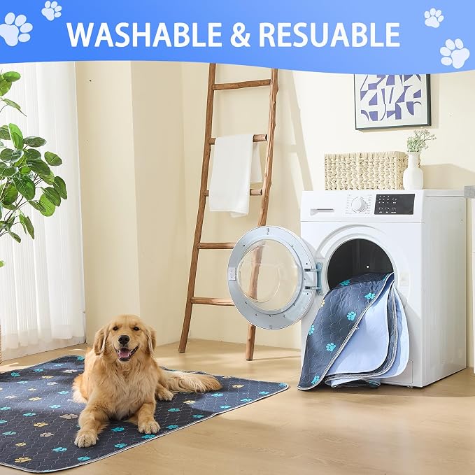 Aitmexcn Washable Pee Pads for Dogs, 4 Pack Reusable Puppy Pads, Absorbent Leak-Resistant Non-Slip Dog Mats for Puppy Training, Playpens, Crates and Senior Dogs (32"x36")