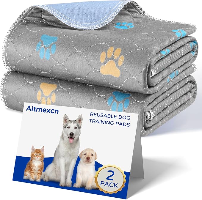 Aitmexcn Washable Pee Pads for Dogs, 4 Reusable Puppy Pads, 18'' x 24'' | Highly Absorbent, Waterproof Layer, Machine Washable, Non-Slip Bottom, For Puppies and Small Dogs