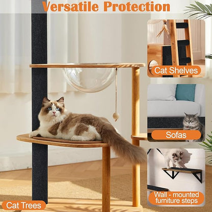 Cat Scratch Furniture Protector - 40" x 15.8" Trimmable Self-Adhesive Cats Claws Scratch Pads, DIY Cat Climbing Couch Protector for Scratch Post Cat Tree Replacement Indoor (Black)