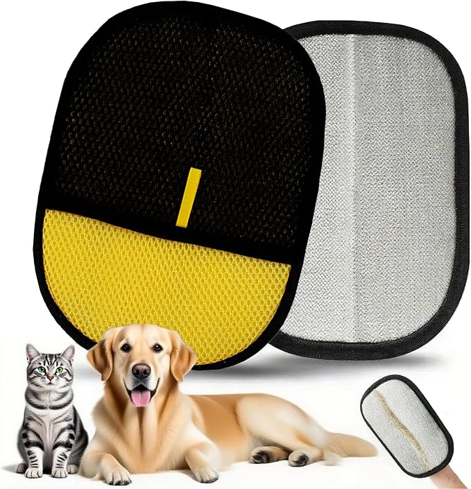 Pet Hair Removal Glove for Cats and Dogs, 2025 New Upgrade Efficient Grooming Gloves for Pet Hair, Electrostatic Cat Grooming Gloves for Hair Removal, Reusable Pet Hair Remover Glove