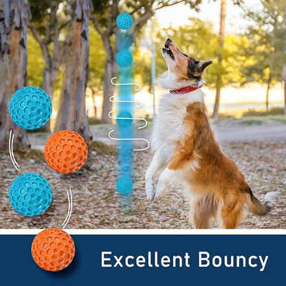 2 Pack Indestructible Squeaky Dog Balls, Cleans Teeth, Relieves Anxiety, Interactive Dog Toy for Aggressive Chewers, Rubber Ball Breeds, Outdoor Waterproof
