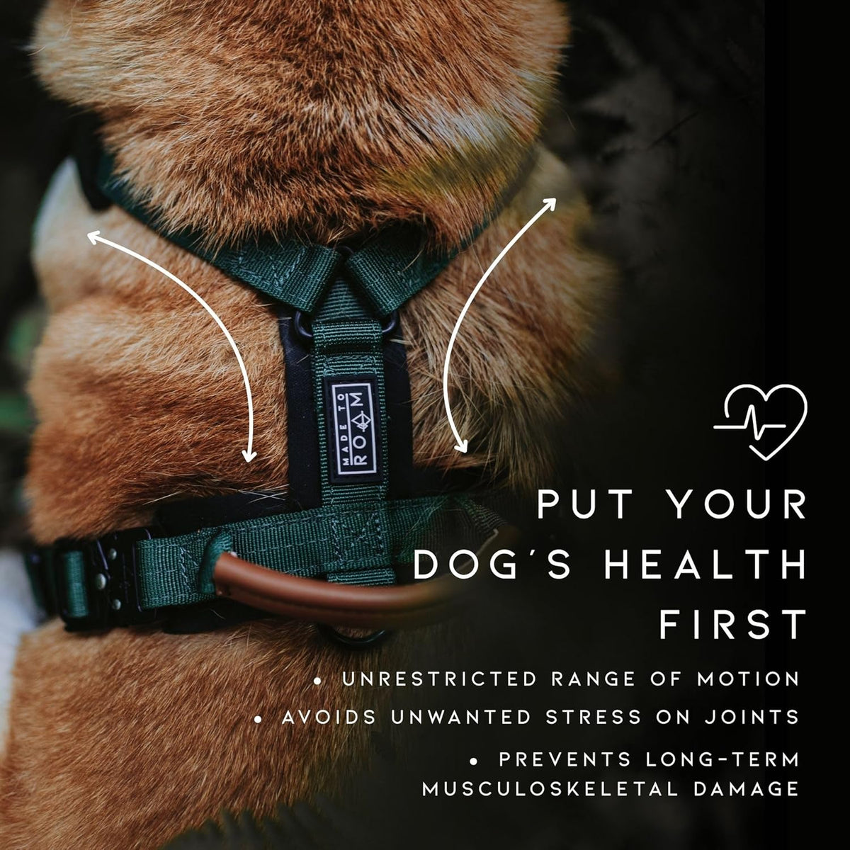 MADE TO ROAM Premium Explorer Harness - Y-Shaped Dog Harness with Adjustable Durable Nylon, Soft Padding, Metal Buckles and Leather Handle for Small, Medium, Large Dogs (Carolina Blooms, Size 3)