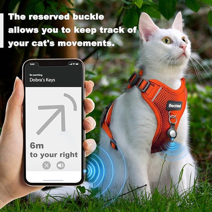 Cat Harness and Leash for Walking, 3 in 1 Adjustable Breathable Soft, Easy to Control Reflective Cat Harness Escape Proof, Cat Products, Orange, S