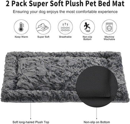 2 Pack Dog Bed for Large Medium Small Dogs,Reversible Rectangle Dog Bed,Washable Orthopedic Durable Sofa Bed for Pet Sleeping Puppy Cat-L-Grey